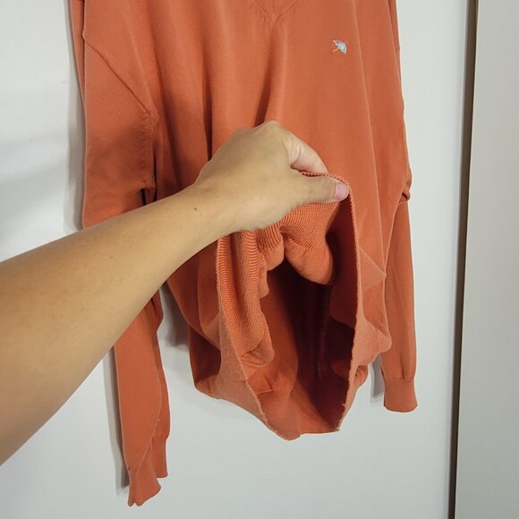 Arnold Palmer Vintage Men Orange 100% Cotton Classic V-Neck Relaxed Fit Sweater - Picture 5 of 13